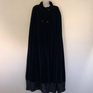 Drizzle Long Black Velvet Flare Winter Cape Lined